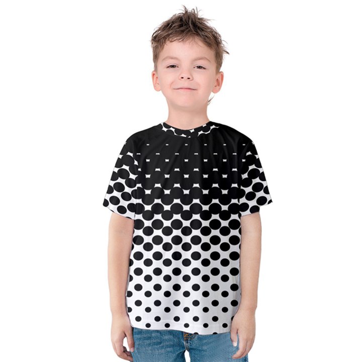 Gradient Circle Round Black Polka Kids  Cotton Tee