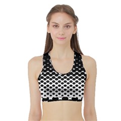 Gradient Circle Round Black Polka Sports Bra With Border