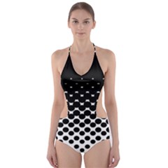 Gradient Circle Round Black Polka Cut-out One Piece Swimsuit by Mariart