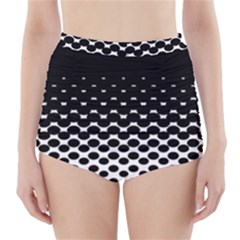 Gradient Circle Round Black Polka High-waisted Bikini Bottoms by Mariart