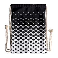 Gradient Circle Round Black Polka Drawstring Bag (large) by Mariart