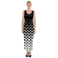 Gradient Circle Round Black Polka Fitted Maxi Dress by Mariart