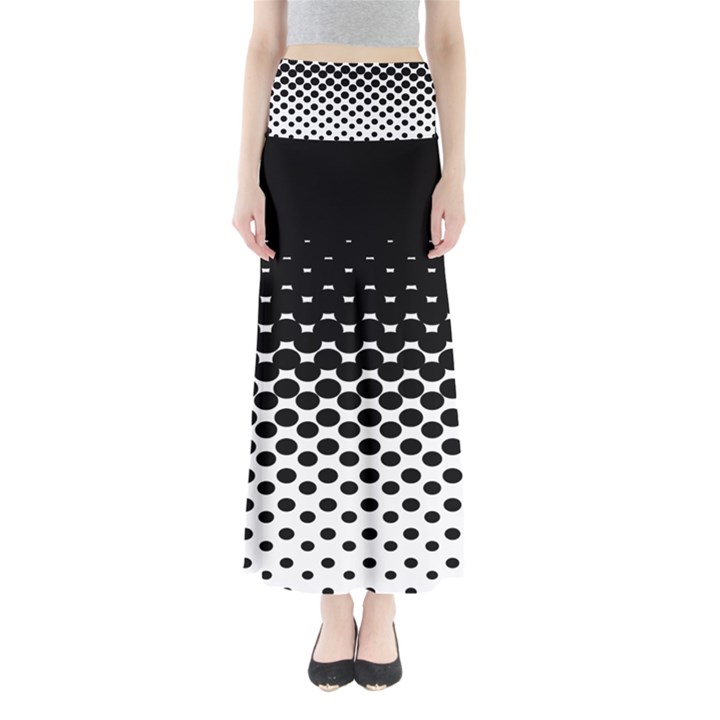 Gradient Circle Round Black Polka Full Length Maxi Skirt