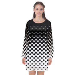 Gradient Circle Round Black Polka Long Sleeve Chiffon Shift Dress  by Mariart