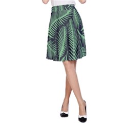 Coconut Leaves Summer Green A-line Skirt