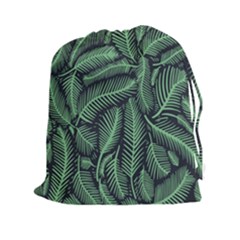 Coconut Leaves Summer Green Drawstring Pouches (xxl)