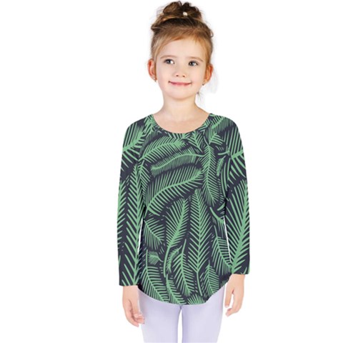 Coconut Leaves Summer Green Kids  Long Sleeve Tee by Mariart