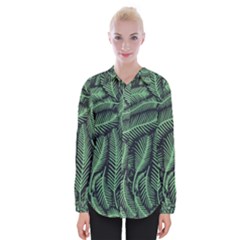 Coconut Leaves Summer Green Womens Long Sleeve Shirt