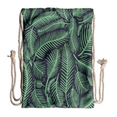 Coconut Leaves Summer Green Drawstring Bag (large) by Mariart