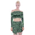 Coconut Leaves Summer Green Off Shoulder Top with Skirt Set View1