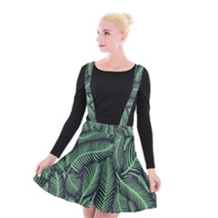 Coconut Leaves Summer Green Suspender Skater Skirt by Mariart