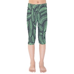 Coconut Leaves Summer Green Kids  Capri Leggings  by Mariart