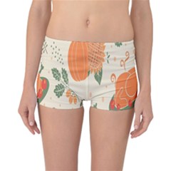 Happy Thanksgiving Chicken Bird Flower Floral Pumpkin Sunflower Reversible Boyleg Bikini Bottoms by Mariart