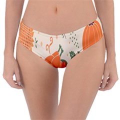 Happy Thanksgiving Chicken Bird Flower Floral Pumpkin Sunflower Reversible Classic Bikini Bottoms by Mariart