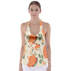 Happy Thanksgiving Chicken Bird Flower Floral Pumpkin Sunflower Babydoll Tankini Top