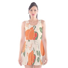 Happy Thanksgiving Chicken Bird Flower Floral Pumpkin Sunflower Scoop Neck Skater Dress