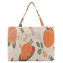 Happy Thanksgiving Chicken Bird Flower Floral Pumpkin Sunflower Zipper Medium Tote Bag View1