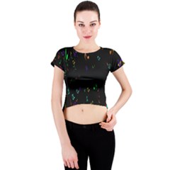 Colorful Music Notes Rainbow Crew Neck Crop Top