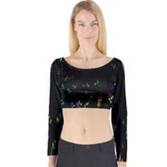 Colorful Music Notes Rainbow Long Sleeve Crop Top