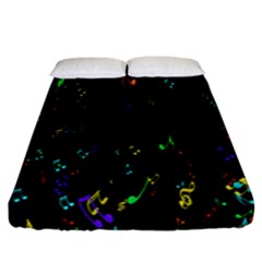 Colorful Music Notes Rainbow Fitted Sheet (california King Size) by Mariart