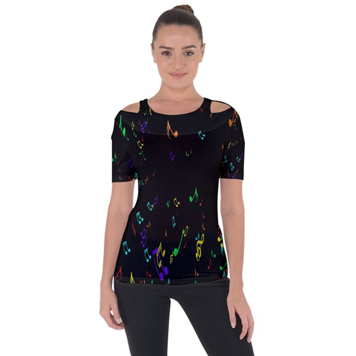 Colorful Music Notes Rainbow Short Sleeve Top