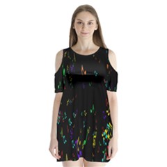 Colorful Music Notes Rainbow Shoulder Cutout Velvet  One Piece by Mariart