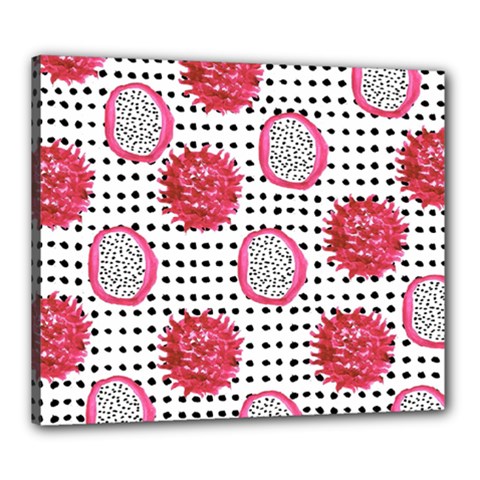 Fruit Patterns Bouffants Broken Hearts Dragon Polka Dots Red Black Canvas 24  X 20  by Mariart