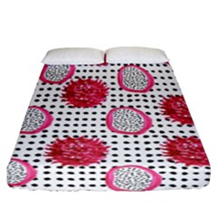 Fruit Patterns Bouffants Broken Hearts Dragon Polka Dots Red Black Fitted Sheet (california King Size) by Mariart