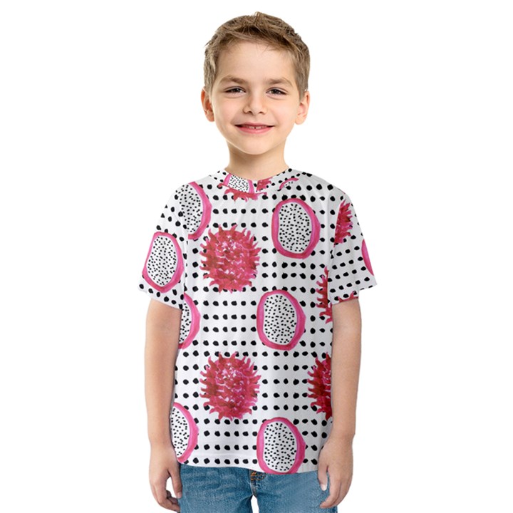 Fruit Patterns Bouffants Broken Hearts Dragon Polka Dots Red Black Kids  Sport Mesh Tee