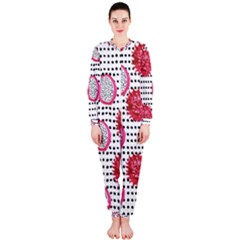 Fruit Patterns Bouffants Broken Hearts Dragon Polka Dots Red Black Onepiece Jumpsuit (ladies)  by Mariart