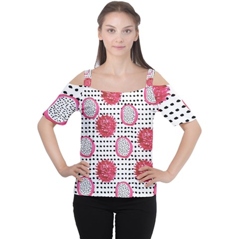 Fruit Patterns Bouffants Broken Hearts Dragon Polka Dots Red Black Cutout Shoulder Tee by Mariart