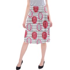 Fruit Patterns Bouffants Broken Hearts Dragon Polka Dots Red Black Midi Beach Skirt by Mariart