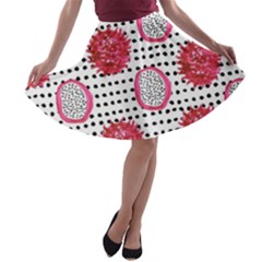 Fruit Patterns Bouffants Broken Hearts Dragon Polka Dots Red Black A-line Skater Skirt by Mariart