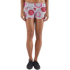 Fruit Patterns Bouffants Broken Hearts Dragon Polka Dots Red Black Yoga Shorts