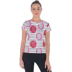 Fruit Patterns Bouffants Broken Hearts Dragon Polka Dots Red Black Short Sleeve Sports Top  by Mariart