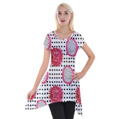 Fruit Patterns Bouffants Broken Hearts Dragon Polka Dots Red Black Short Sleeve Side Drop Tunic by Mariart