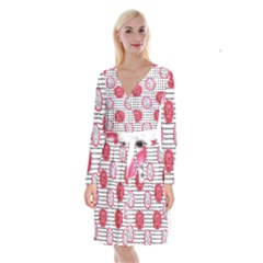 Fruit Patterns Bouffants Broken Hearts Dragon Polka Dots Red Black Long Sleeve Velvet Front Wrap Dress