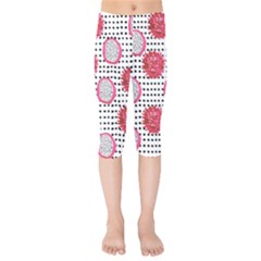 Fruit Patterns Bouffants Broken Hearts Dragon Polka Dots Red Black Kids  Capri Leggings  by Mariart