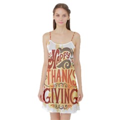 Happy Thanksgiving Sign Satin Night Slip by Mariart