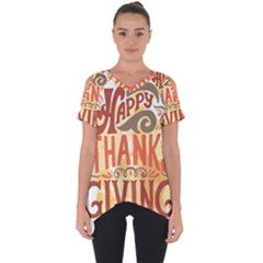 Happy Thanksgiving Sign Cut Out Side Drop Tee by Mariart