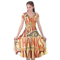 Happy Thanksgiving Sign Cap Sleeve Wrap Front Dress by Mariart