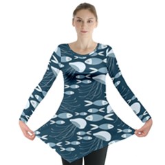 Jellyfish Fish Cartoon Sea Seaworld Long Sleeve Tunic  by Mariart