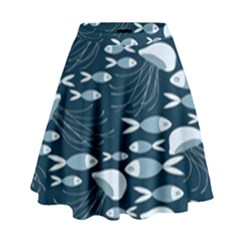 Jellyfish Fish Cartoon Sea Seaworld High Waist Skirt by Mariart