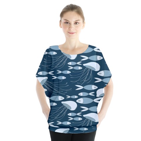 Jellyfish Fish Cartoon Sea Seaworld Blouse by Mariart