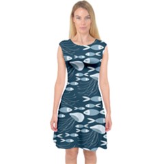 Jellyfish Fish Cartoon Sea Seaworld Capsleeve Midi Dress by Mariart