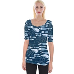 Jellyfish Fish Cartoon Sea Seaworld Wide Neckline Tee