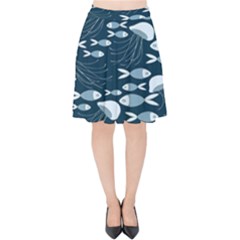 Jellyfish Fish Cartoon Sea Seaworld Velvet High Waist Skirt