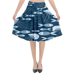 Jellyfish Fish Cartoon Sea Seaworld Flared Midi Skirt by Mariart