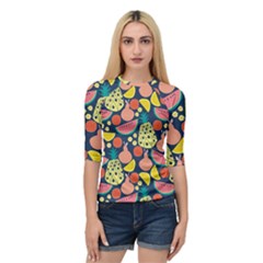 Fruit Pineapple Watermelon Orange Tomato Fruits Quarter Sleeve Raglan Tee