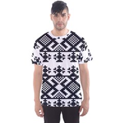 Model Traditional Draperie Line Black White Triangle Men s Sports Mesh Tee